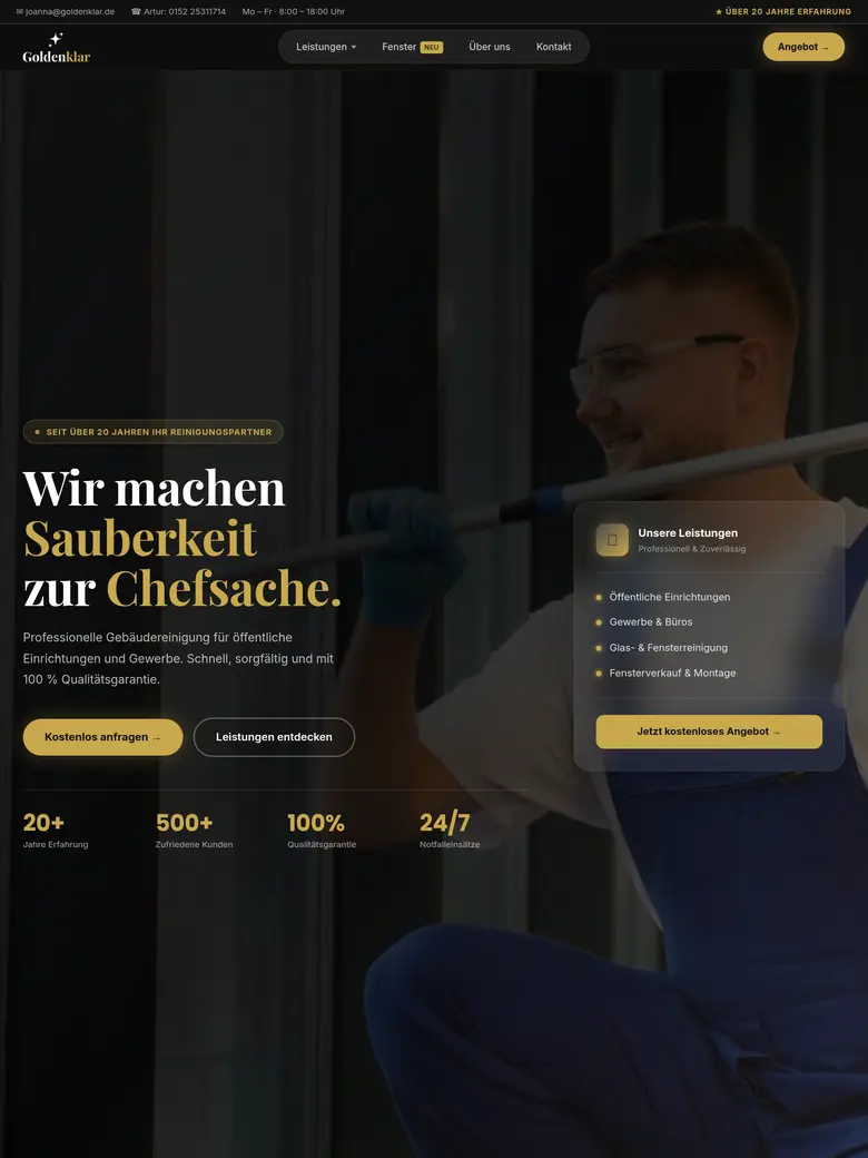 Goldenklar – Gebäudereinigung Website
